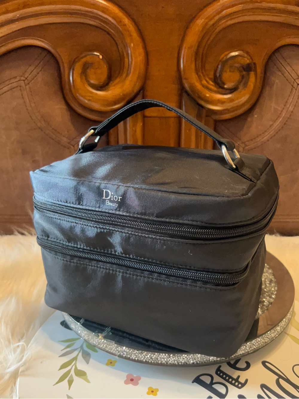 Dior Black Men’s Toiletry Bag with Top Handle